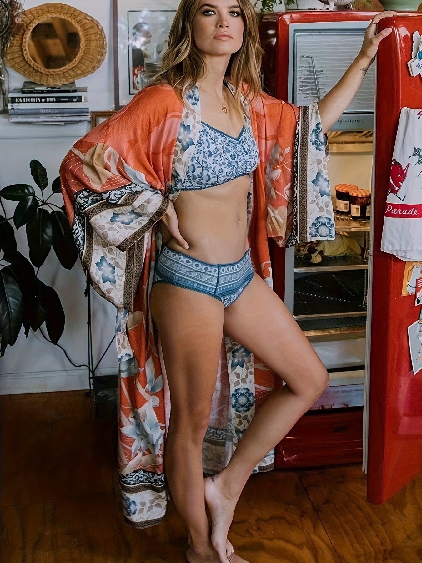 Barbara | Lange kimono met bloemenprint dames