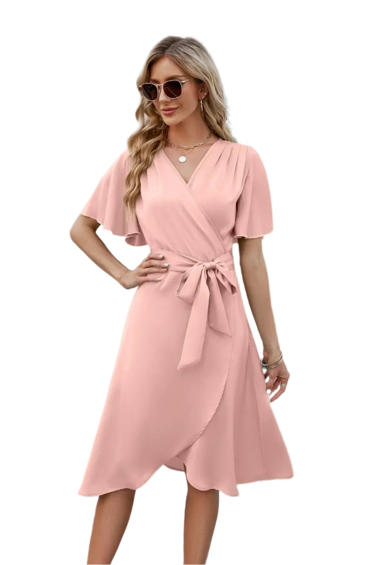 Flatterende V-hals zomerjurk voor dames met vloeiend silhouet