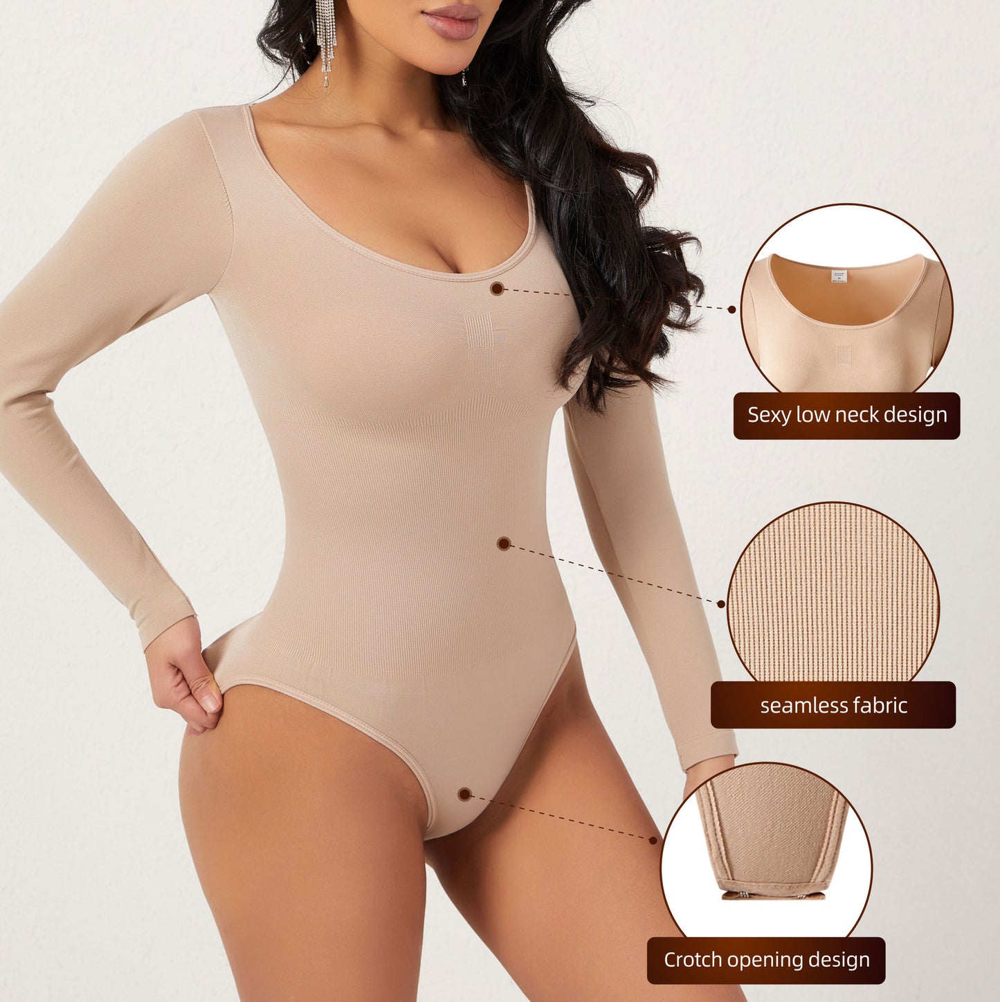 Lange Mouwen Shaping Bodysuit – Naadloze Correctie met Elegante Dekking