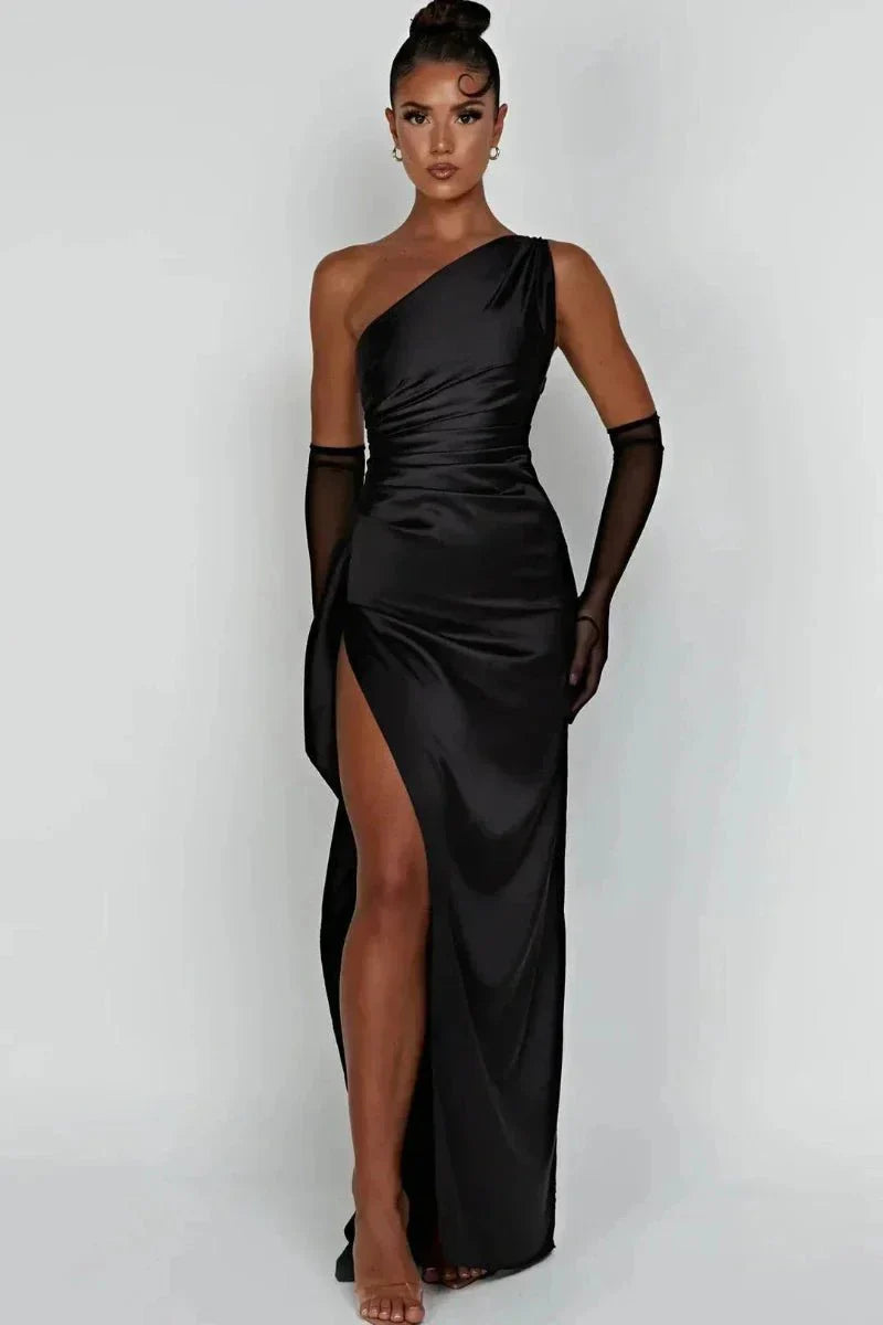 Marigold | Asymmetrische maxi jurk met hoge split