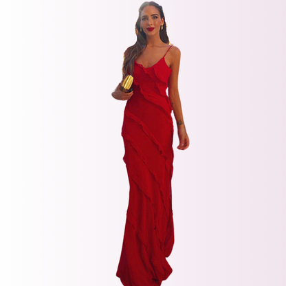 Valerisse | Maxi Jurk met Ruffles en Subtiele Split