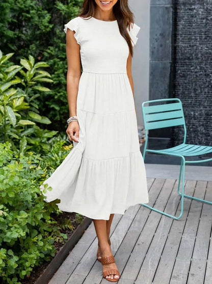 SELINA | Zomerjurk met Rucheschouders en Geaccentueerde Taille