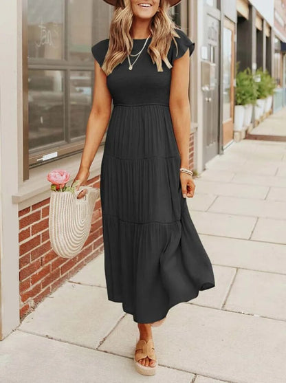 SELINA | Zomerjurk met Rucheschouders en Geaccentueerde Taille