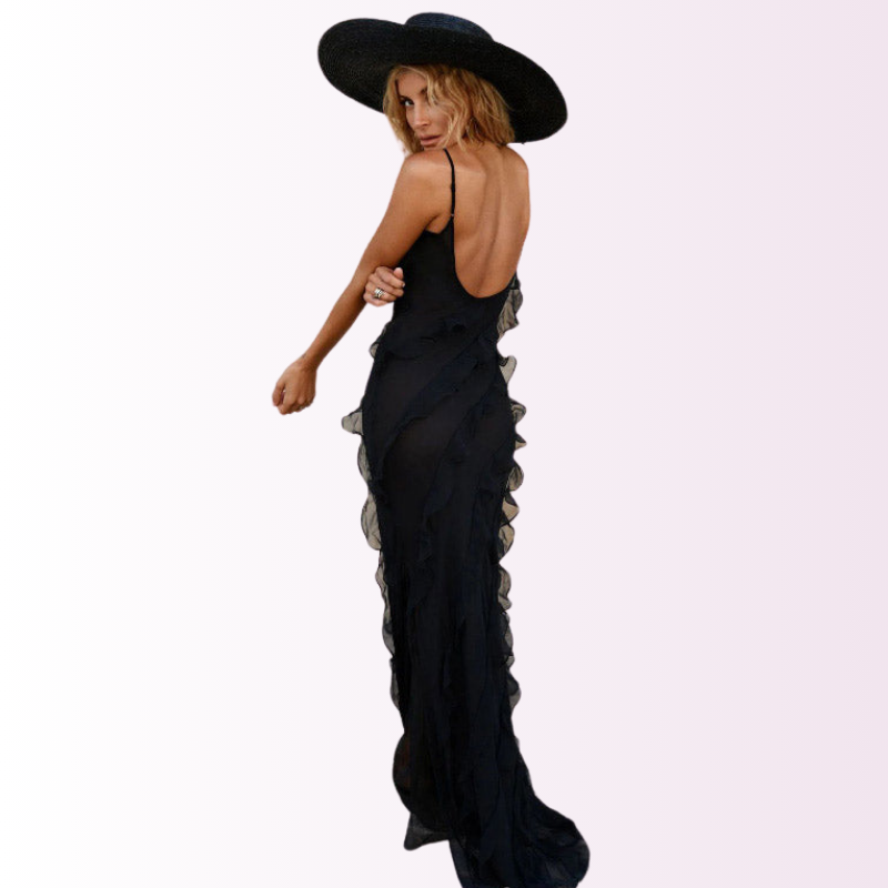 Valerisse | Maxi Jurk met Ruffles en Subtiele Split