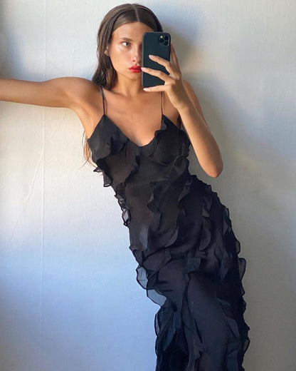 Elegante Vrouwelijke Ruches Jurk - Subtiele Ruches voor een Stijlvolle Look