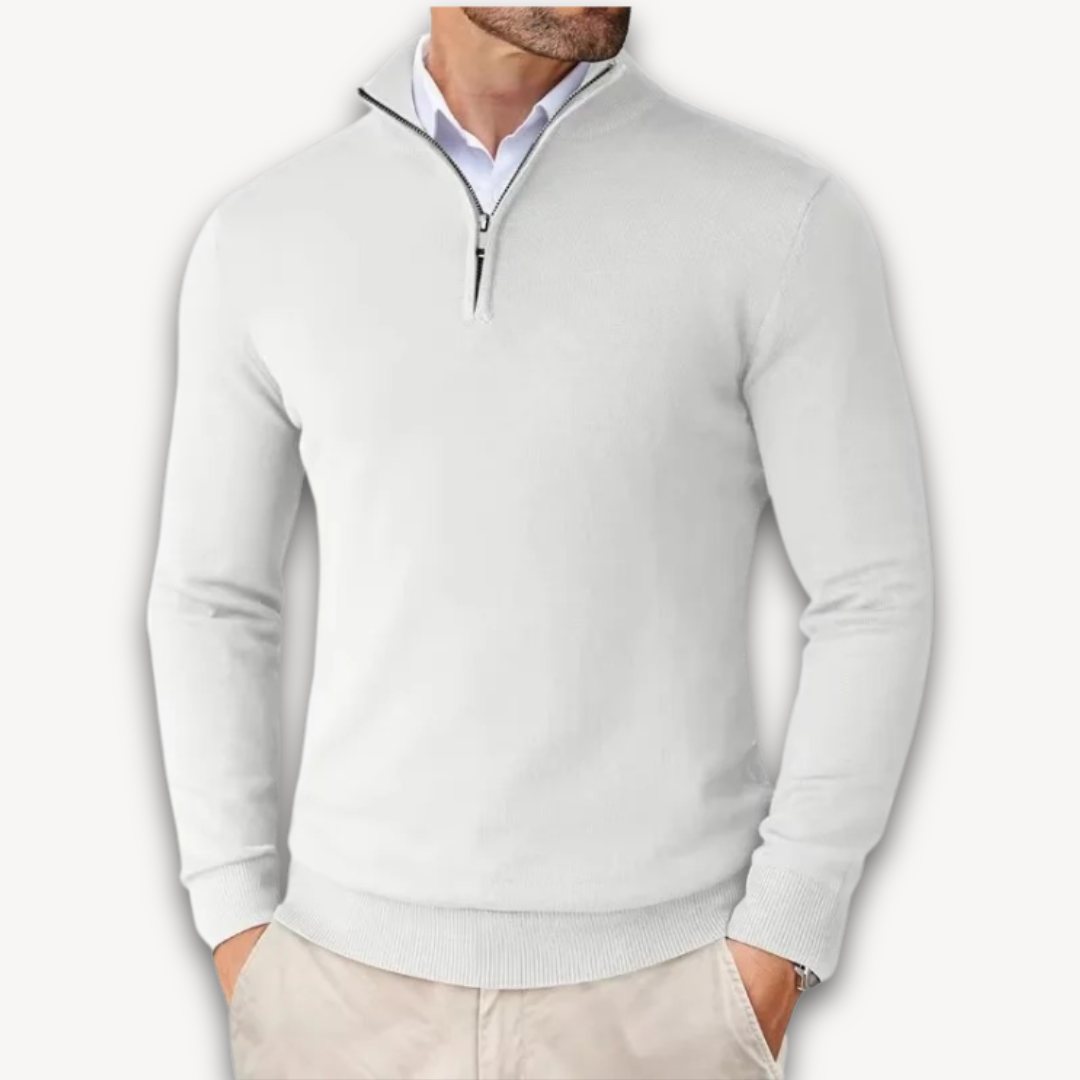 Lichtgewicht Katoenen Heren Trui met Quarter-Zip – Casual Mode