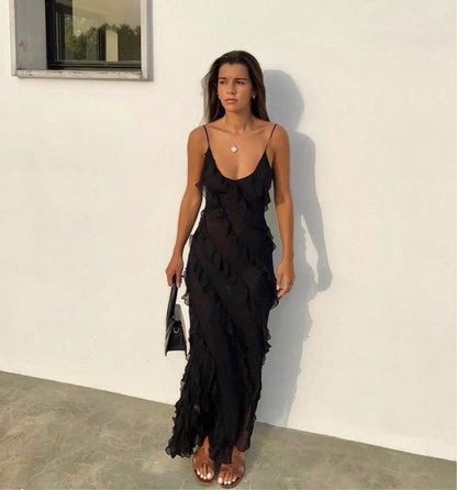 Elegante Vrouwelijke Ruches Jurk - Subtiele Ruches voor een Stijlvolle Look