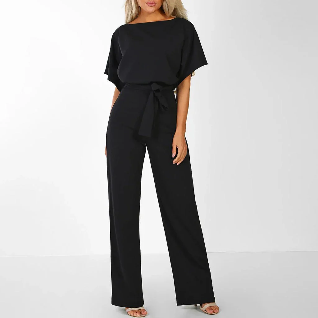 Laravie | Jumpsuit met Ceintuur en Wijde Pijpen