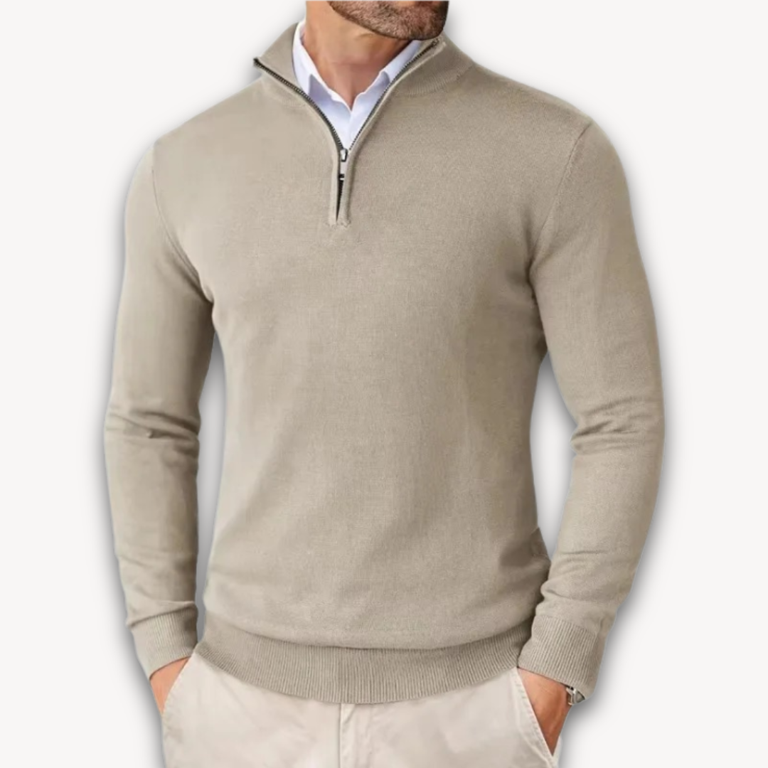 Lichtgewicht Katoenen Heren Trui met Quarter-Zip – Casual Mode