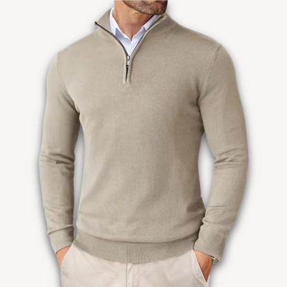 Lichtgewicht Katoenen Heren Trui met Quarter-Zip – Casual Mode