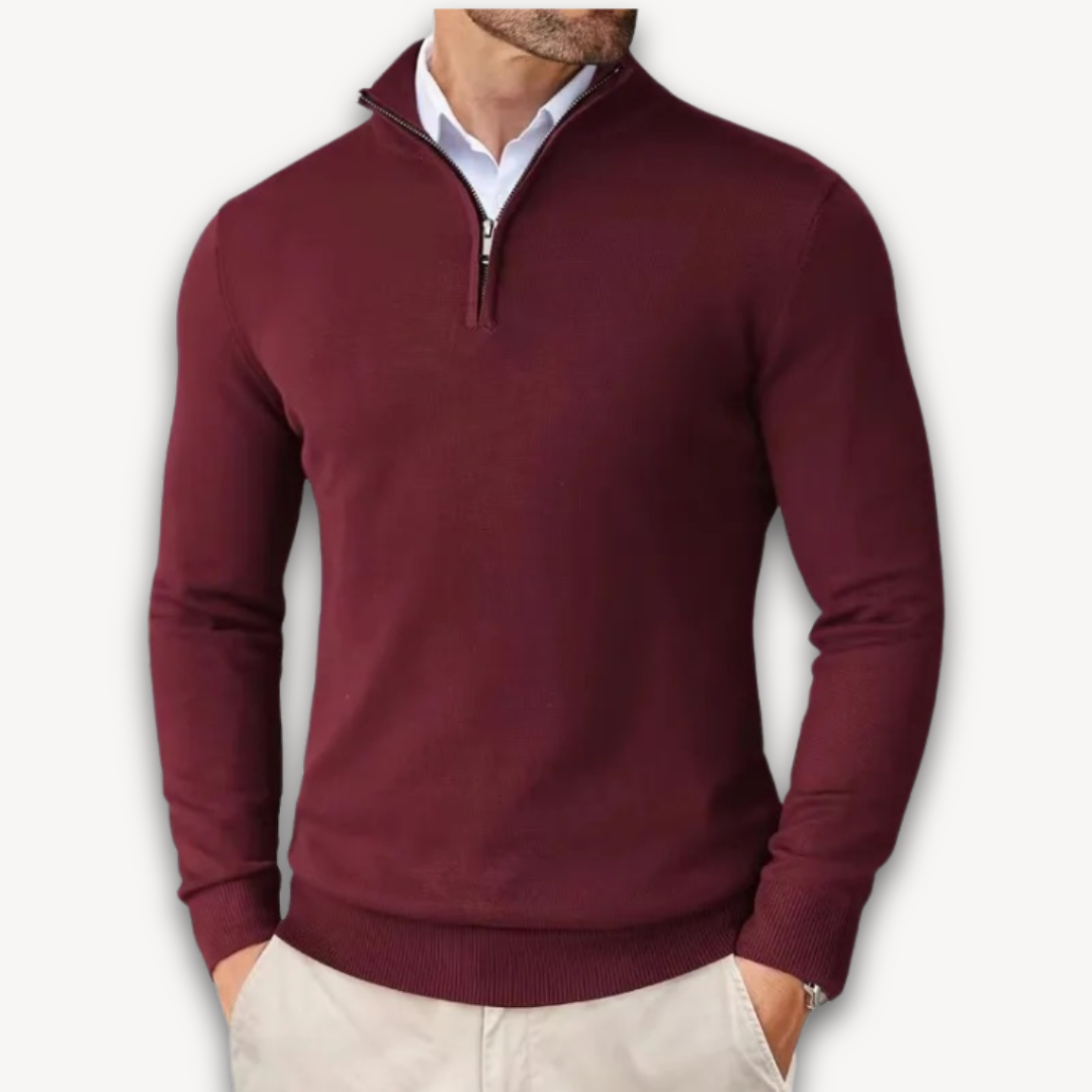 Lichtgewicht Katoenen Heren Trui met Quarter-Zip – Casual Mode