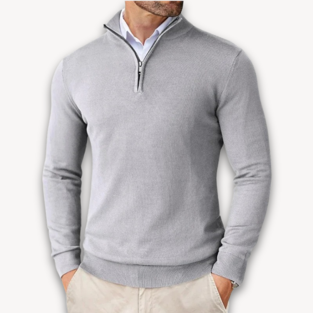 Lichtgewicht Katoenen Heren Trui met Quarter-Zip – Casual Mode