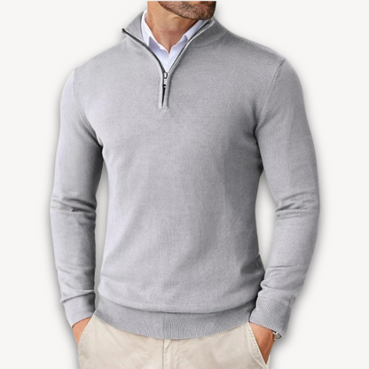 Lichtgewicht Katoenen Heren Trui met Quarter-Zip – Casual Mode