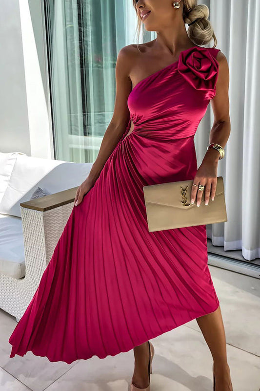 Mandy | Elegante Schouder Plissé Jurk