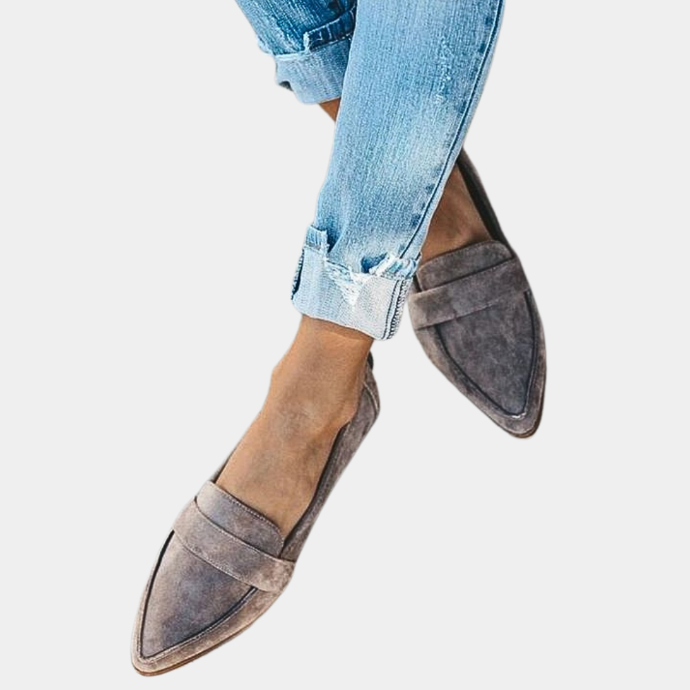 Dames loafers met ronde neus en gestikte rand