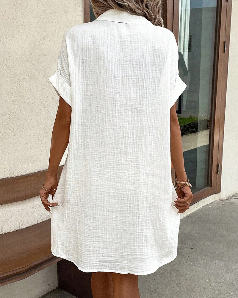 Dames Overhemdjurk met Knoopsluiting en Verstelbare Taille voor Comfort en Stijl