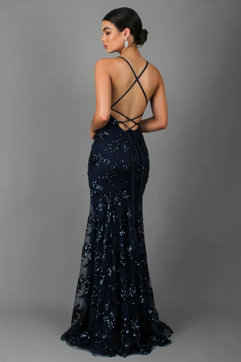 Stijlvolle Maxi Jurk met Volledige Pailletten voor een Elegante Look