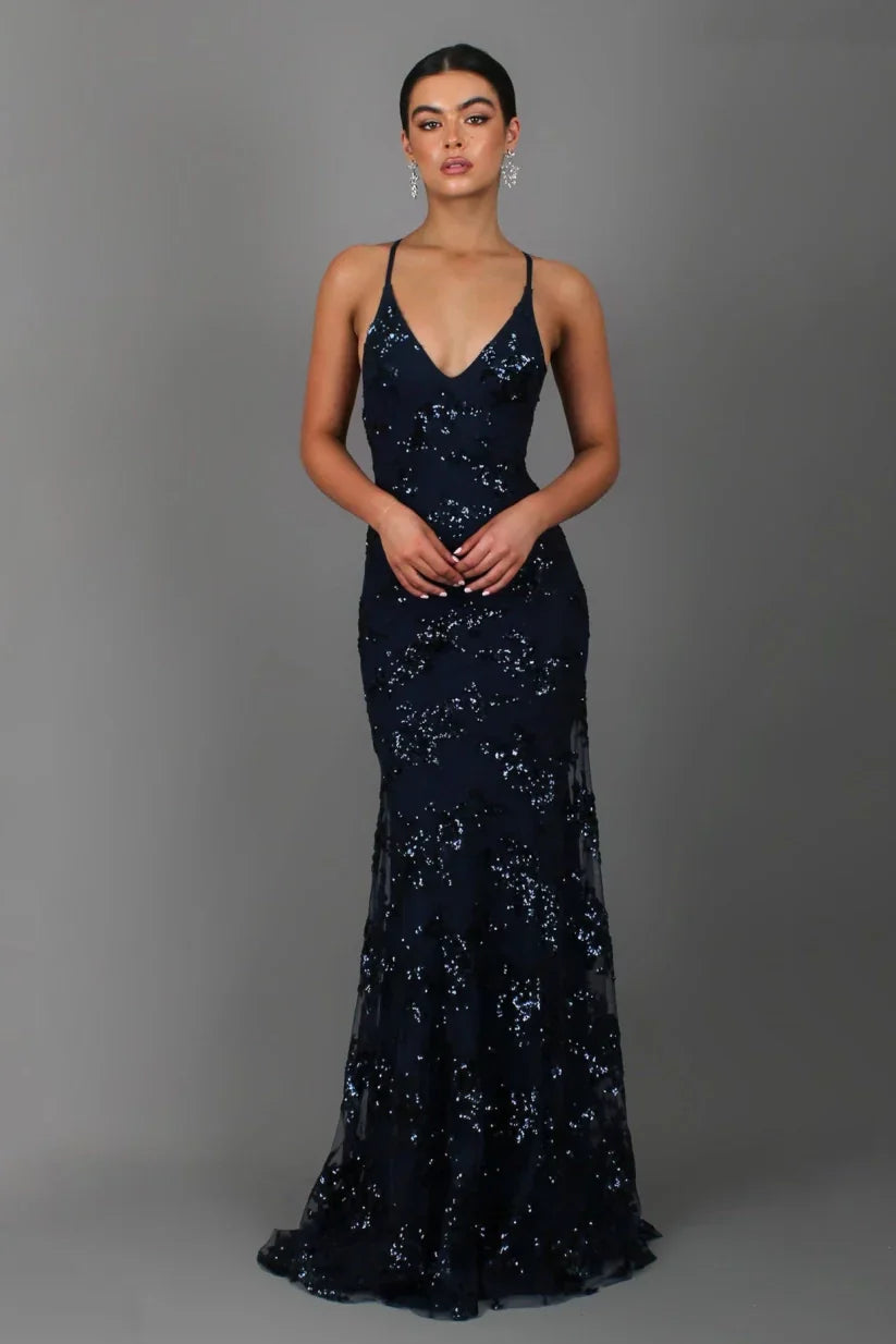 Stijlvolle Maxi Jurk met Volledige Pailletten voor een Elegante Look