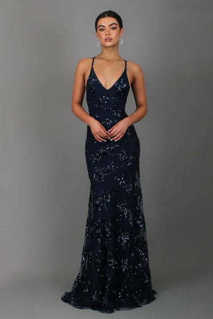 Stijlvolle Maxi Jurk met Volledige Pailletten voor een Elegante Look