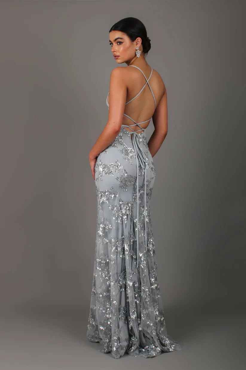 Stijlvolle Maxi Jurk met Volledige Pailletten voor een Elegante Look