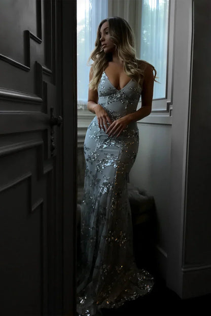 Stijlvolle Maxi Jurk met Volledige Pailletten voor een Elegante Look