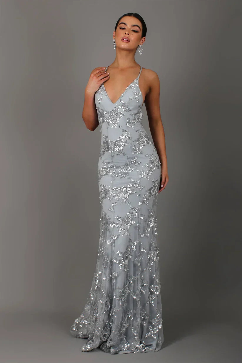 Stijlvolle Maxi Jurk met Volledige Pailletten voor een Elegante Look