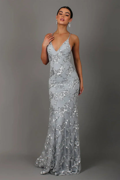 Stijlvolle Maxi Jurk met Volledige Pailletten voor een Elegante Look