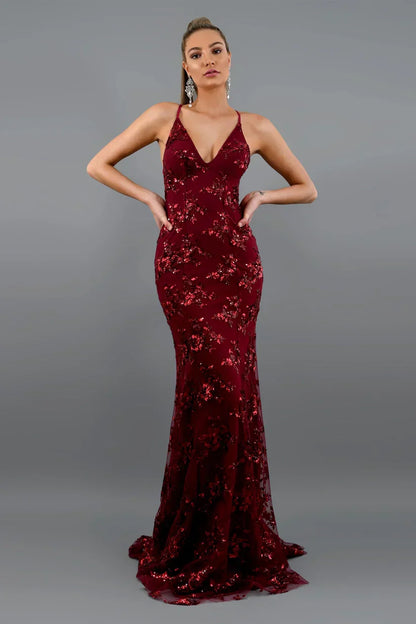 Stijlvolle Maxi Jurk met Volledige Pailletten voor een Elegante Look
