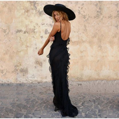 Valerisse | Maxi Jurk met Ruffles en Subtiele Split