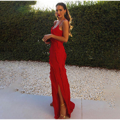 Valerisse | Maxi Jurk met Ruffles en Subtiele Split