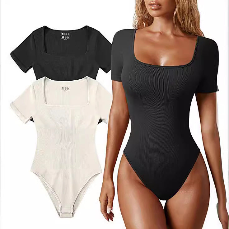 Set van 2 Bodysuits met Vierkante Hals – Strakke Fit &amp; Elegante Look voor Elke Dag