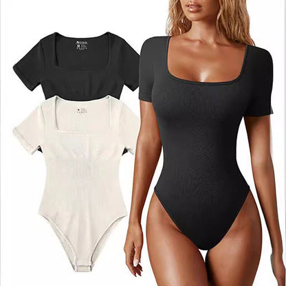 Set van 2 Bodysuits met Vierkante Hals – Strakke Fit &amp; Elegante Look voor Elke Dag
