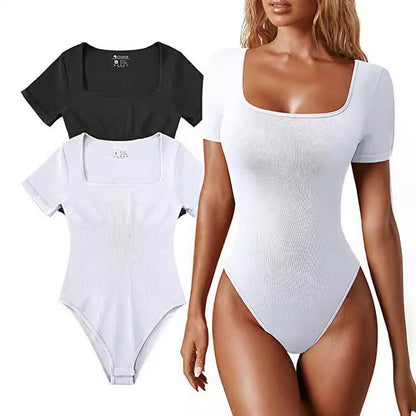 Set van 2 Bodysuits met Vierkante Hals – Strakke Fit &amp; Elegante Look voor Elke Dag