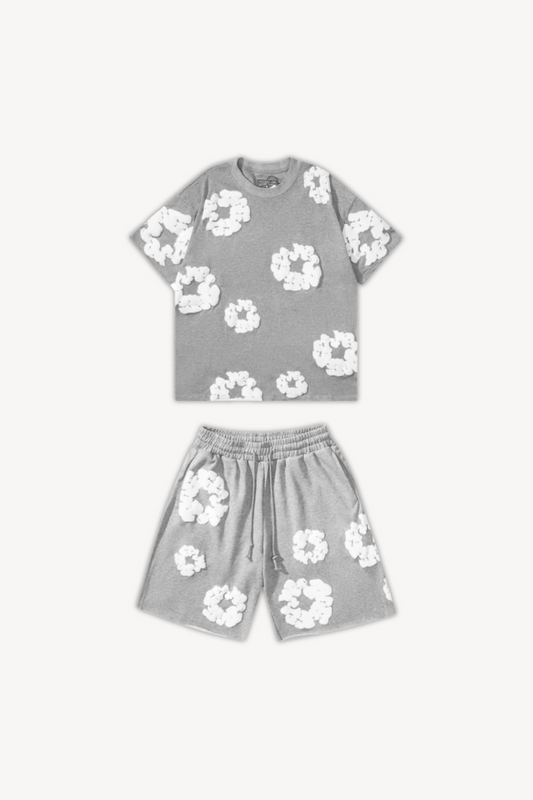 Katoenen Wreath Zomer T-Shirt en Shorts Set voor Mannen en Vrouwen