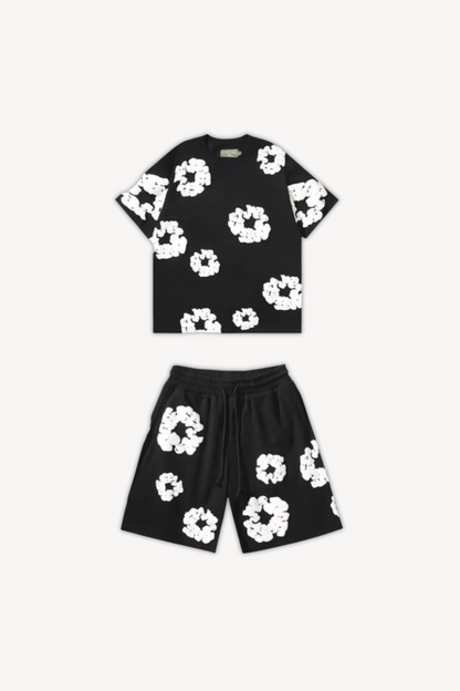 Katoenen Wreath Zomer T-Shirt en Shorts Set voor Mannen en Vrouwen
