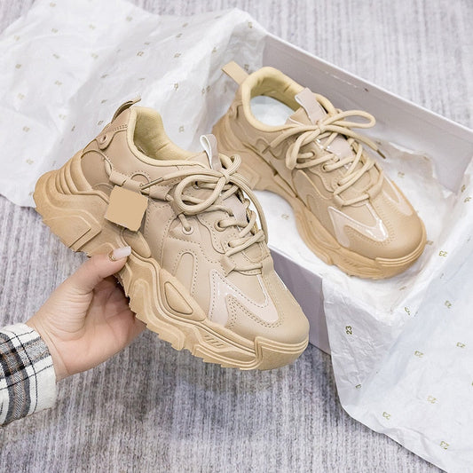 Chunky Dames Sneakers met Vetersluiting en Platformzool
