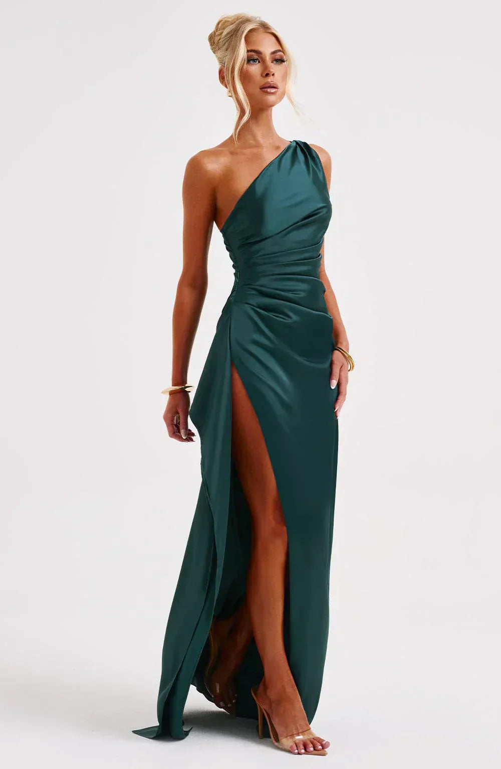Luxe Satijnen One-Shoulder Splitjurk