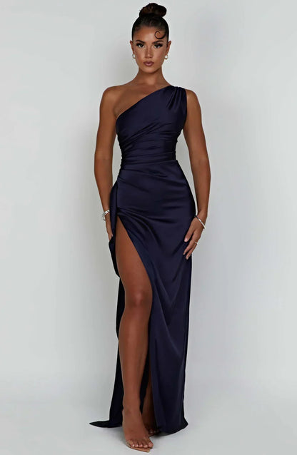 Luxe Satijnen One-Shoulder Splitjurk