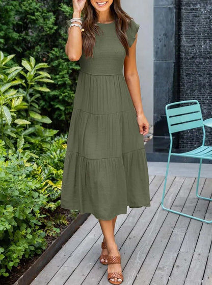 SELINA | Zomerjurk met Rucheschouders en Geaccentueerde Taille