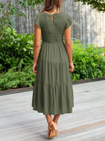 SELINA | Zomerjurk met Rucheschouders en Geaccentueerde Taille
