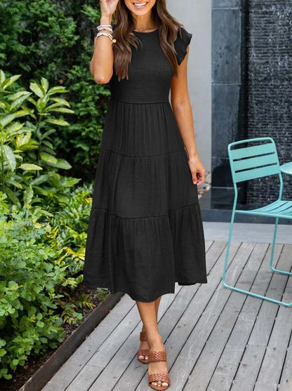 SELINA | Zomerjurk met Rucheschouders en Geaccentueerde Taille