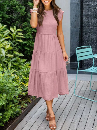 SELINA | Zomerjurk met Rucheschouders en Geaccentueerde Taille