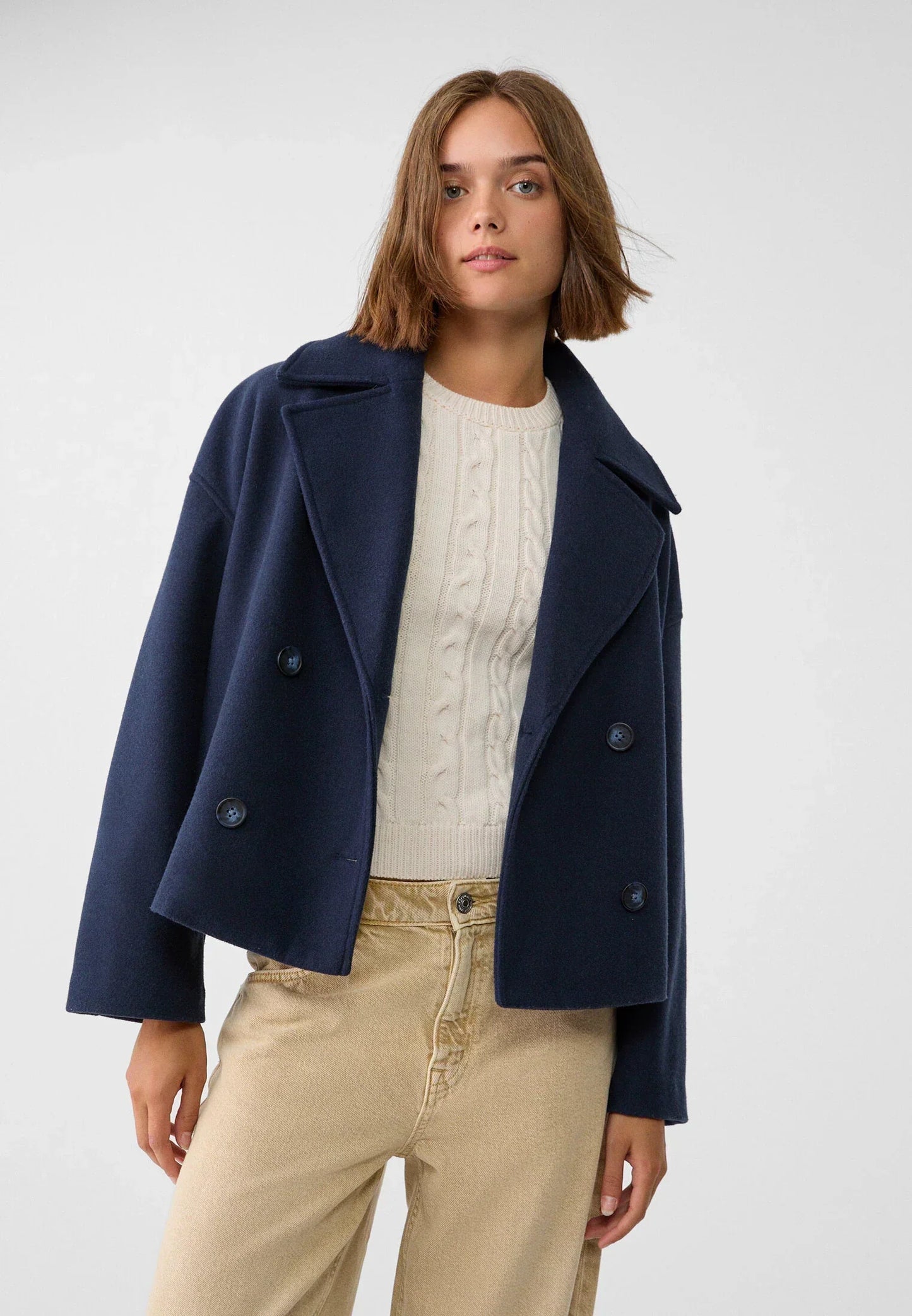 MILENA | Cropped Blazerjas met Dubbele Knoopsluiting