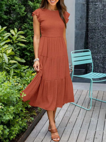 SELINA | Zomerjurk met Rucheschouders en Geaccentueerde Taille