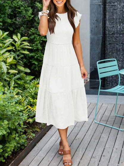 SELINA | Zomerjurk met Rucheschouders en Geaccentueerde Taille
